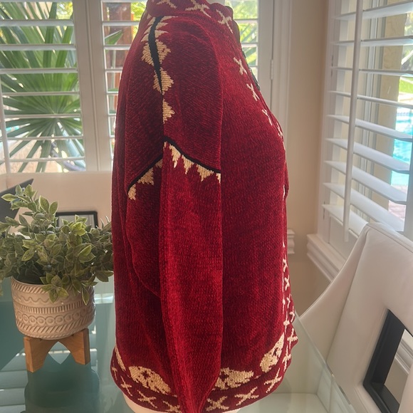 Vintage Y2K Wool Dia North of Boston Zip Up Cardigan Knit Sweater Red sz M EUC - Picture 5 of 17